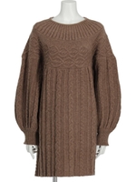 ケーブルニットミニワンピース/ブラウン