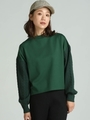 ケーブル袖ポンチコンビプルオーバー/グリーン