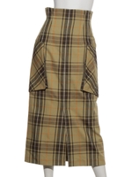 コットンLINEN CHECK カーゴスカート/カーキ