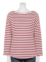 コットンボーダートップス/レッド