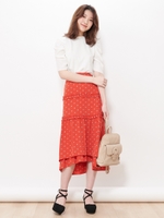 コモンガラフリルティアードスカート/レッド