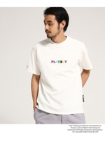 コラボ別注 PLAYBOY プレイボーイ 刺繍 半袖 Ｔシャツ/アイボリー(004)