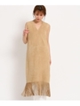 ゴートスエードフリンジワンピース/ライトベージュ(051)