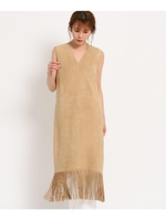ゴートスエードフリンジワンピース/ライトベージュ(051)