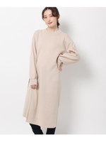 サイドバックルベルトリブ切り替えワンピース/ライトベージュ(051)