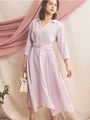 サイドプリーツシャツワンピース/ラベンダー