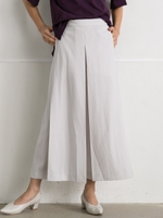 サイドプリーツピーチラングサテンフレアパンツ/ライトグレー