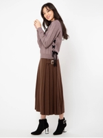 サイドプリーツロングスカート/ブラウン