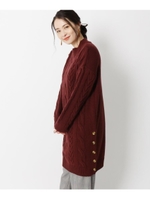 サイドボタンニットワンピース/ボルドー(064)