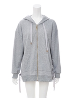 サイドレースアップうさ耳パーカー/グレー