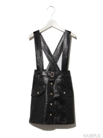 サスペンダー付クロコダイルスカート/ブラック