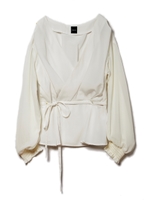 シアースリーブカシュクールブラウス/ホワイト