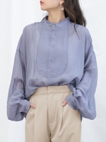 シアーポプリンブザムブラウス/パープル