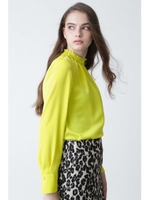 シャーリングネックダルサテンブラウス/イエロー(060)