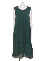 シャーリングブロックワンピース/グリーン