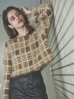 シャギーチェックK TOP/BROWN