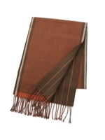 シルクカシミヤ ヘリンボン×ストライプマフラー/レンガ(569)