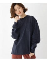 シルケット ビッグシルエット 長袖 Tシャツ/ネイビー(093)