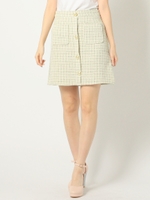 シングルボタンツイードスカート/シロ