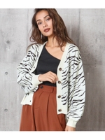 ジャガード柄ニットカーディガ/ホワイト(001)