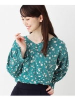 ジョ−ゼット花柄ブラウス/グリーン(122)
