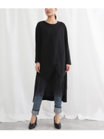 スエット×チュールドッキングデザインワンピース/ブラック(027)