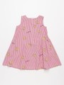 ストライプミモザ刺繍ジャンパースカート/レッド