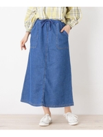 ソフトデニム裏毛ロングスカート/ブルー(692)