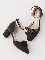 ダブルリボンパンプス/ブラック