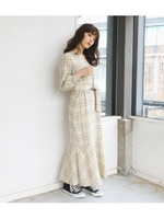 チェックフレアワンピース/YEL