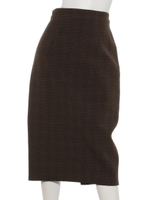 チェックリバーシブルタイトスカート/ブラウン