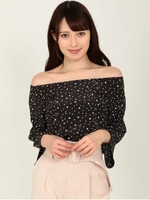 チェリー＆ドットオフショルブラウス/ブラック