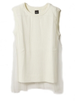 チュールニットトップス/ホワイト