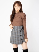 ツイード風ラップスカパン/ブラック