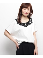デコラティブネックカットソー/ホワイト(002)