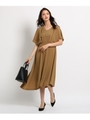ドレープ袖イレギュラーヘムワンピース/キャメル(041)