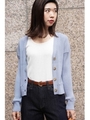 ドロップショルダーリブニットカーディガン/ライトブルー(110)