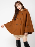 ニットメルトンケープコート/キャメル