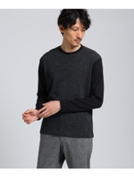 ニット切り替えクルーネックプルオーバー/ブラック(019)