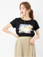 ネオンプリントフォトTシャツ/ブラック