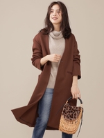 ノーカラースリットエアリーコート/ブラウン(050)