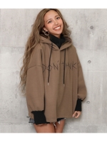 ハイネックニットINフーディー/モカ(016)