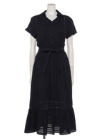 ハシゴレースシャツOP/ネービーブルー