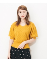 ハナガラスカシニットプルオーバー/マスタード