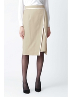 バイカラートリミングラップスカート/ベージュ(040)