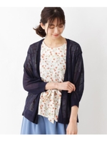 バックVネック七分袖トッパーカーディガン/ネイビー(093)