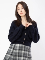 バックリボンケーブルカーディガン/ネイビー