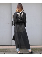 バックリボンデザインシフォンワンピース/ブラック