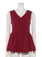 バックリボンフレアーノースリブラウス/ボルドー