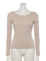 バックリボンリブニット/ライトベージュ